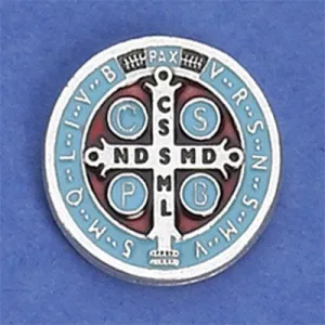 Saint Benedict Lapel Pin - Silver Tone Brown - Pack of 6