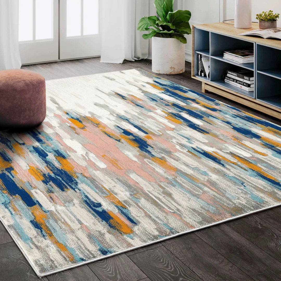 Seldovia Abstract Orange/Blue Area Rug