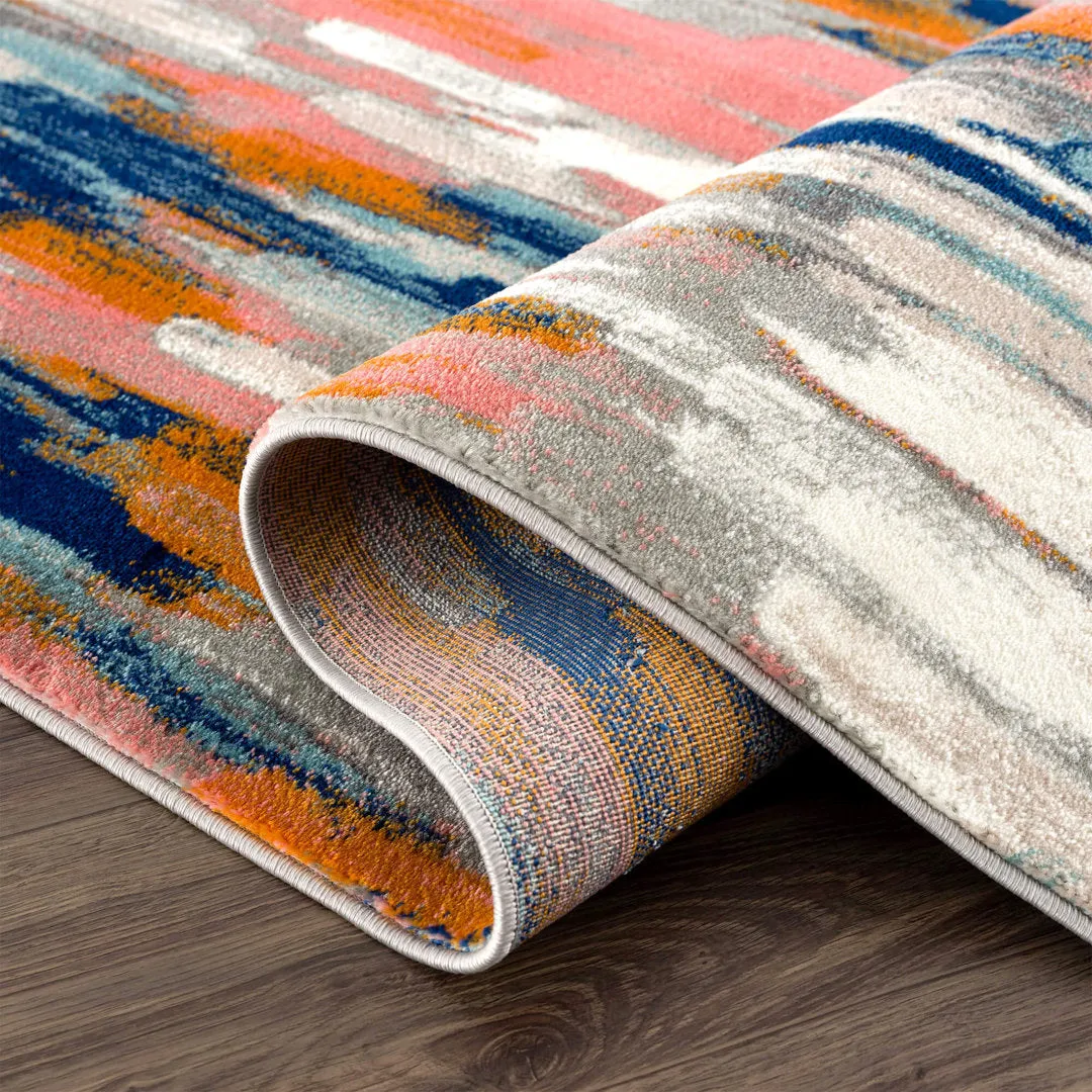 Seldovia Abstract Orange/Blue Area Rug