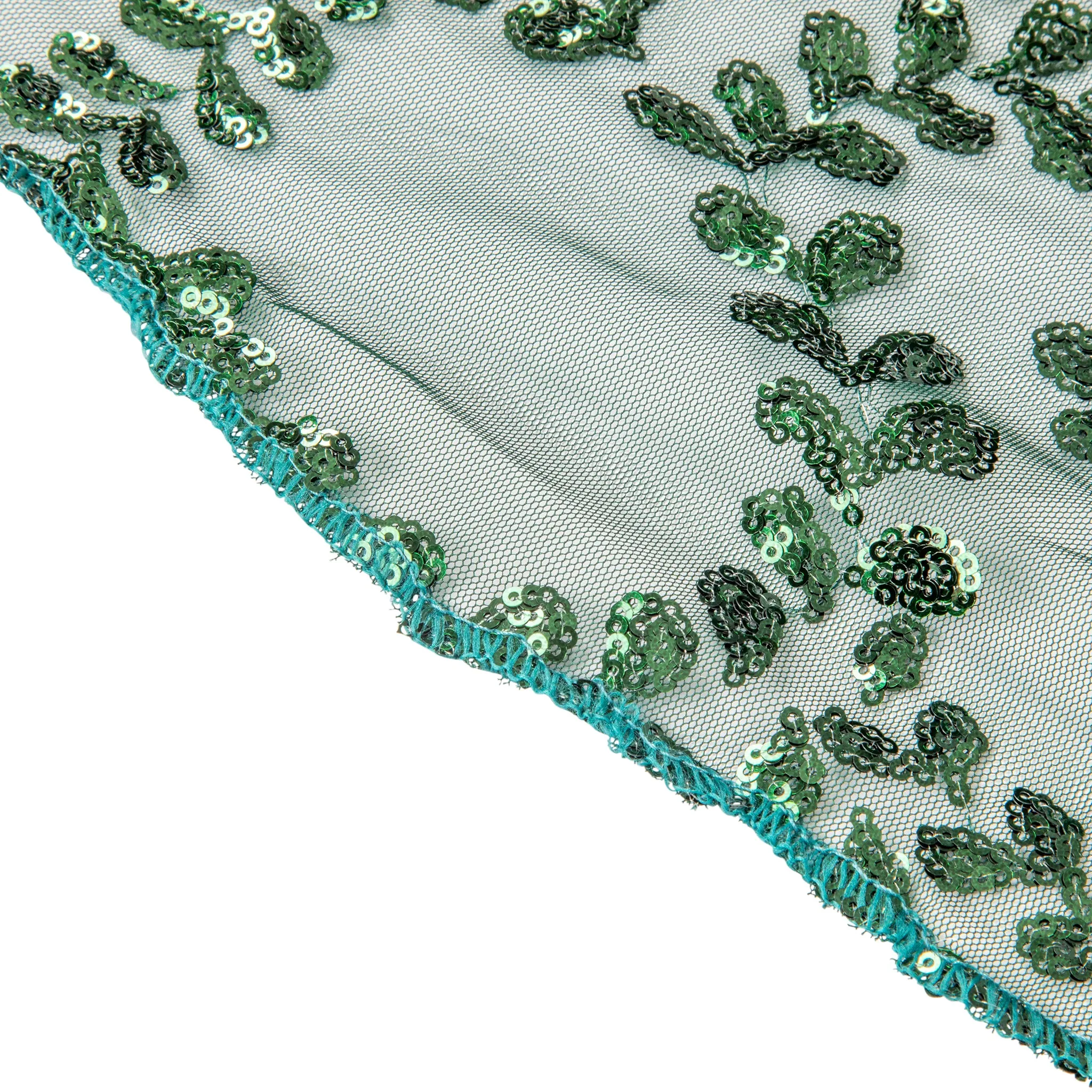 Sequin Vine Tablecloth Overlay 90"x132" Rectangle  - Emerald Green
