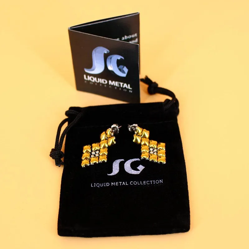 SG Liquid Metal E2 - SS / Gold Titanium (Stainless Steel Earring) by Sergio Gutierrez
