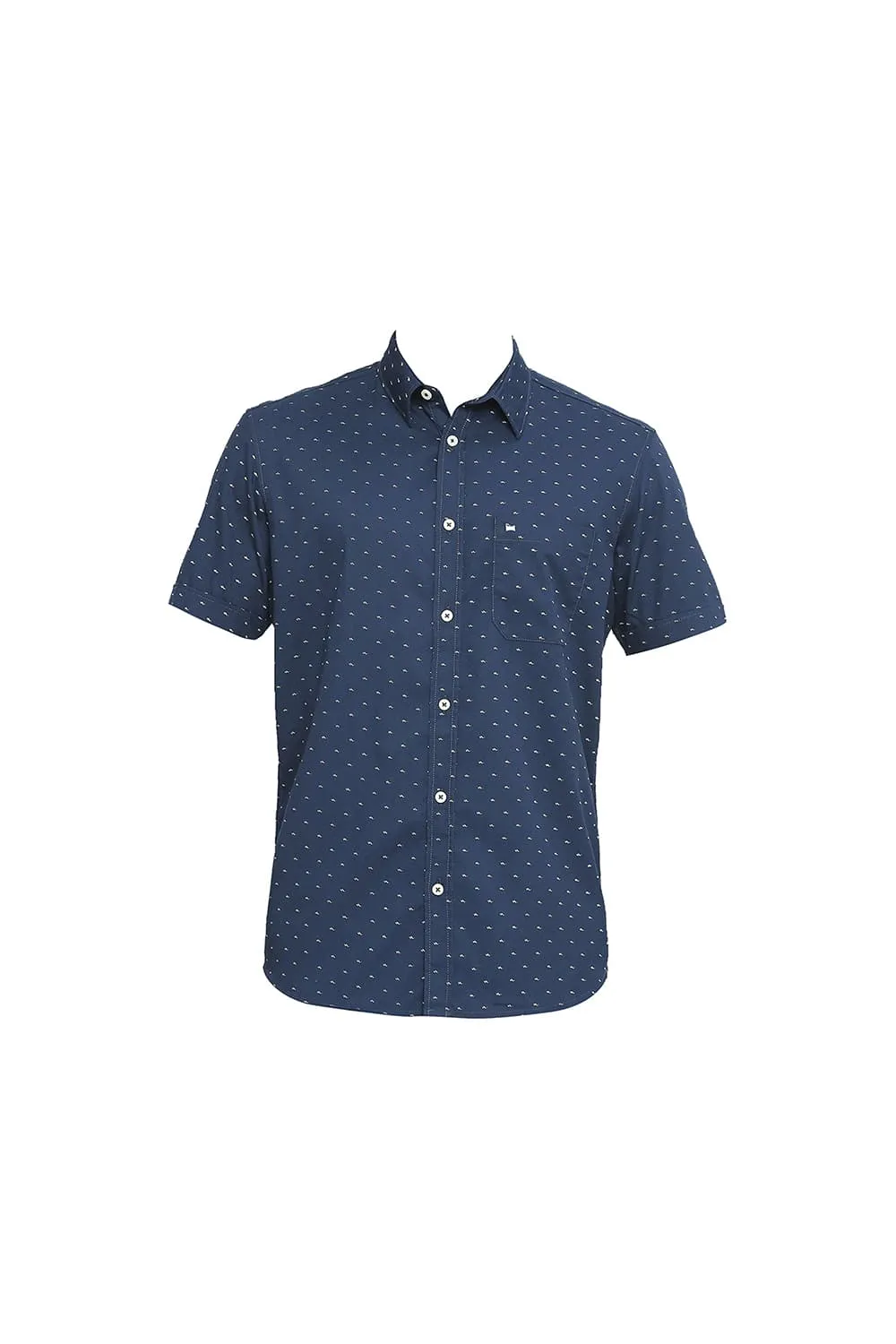 Slim Fit Cotton Polyester Twill Printed Halfsleeves Shirt