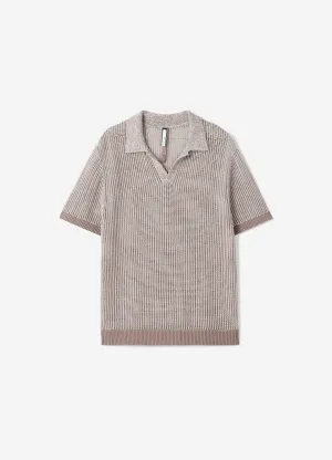 Speckle Mesh Knit Polo Neutral