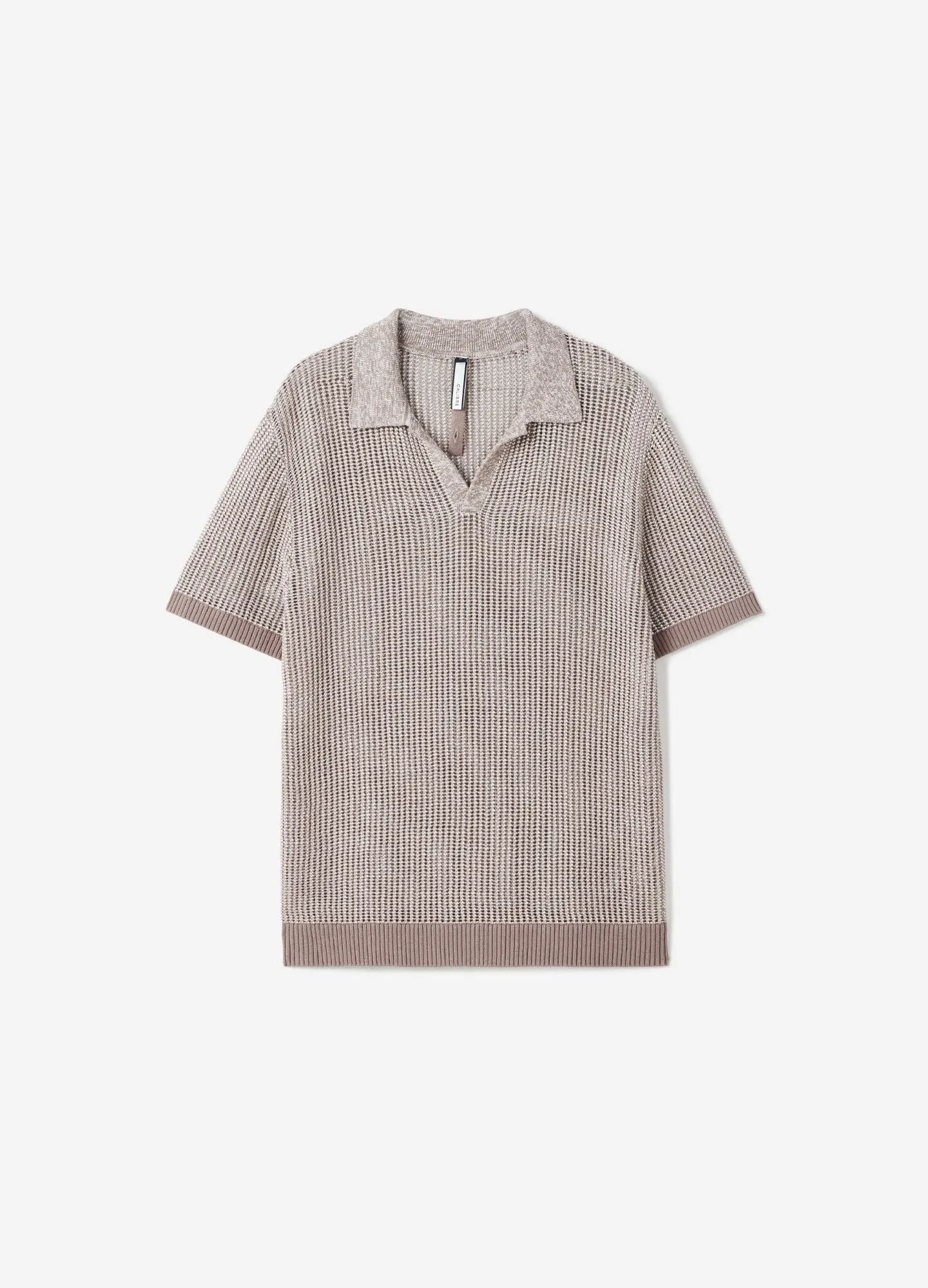 Speckle Mesh Knit Polo Neutral