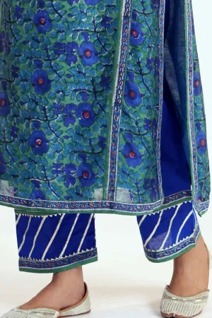 Straight Fit Pants Ink Blue Color With Gota Work