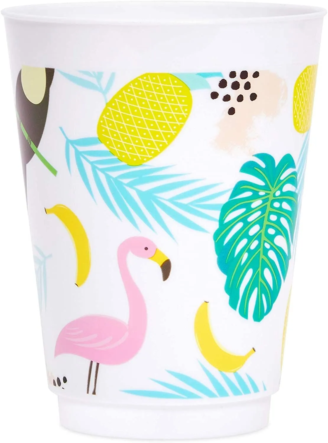 Tropical Party Supplies, Plastic Cups for Luau Birthday Decorations (16 oz, 16 Pack)