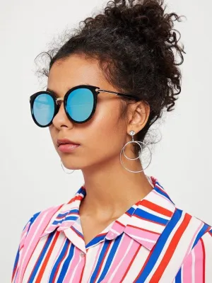 Two Tone Frame Flat Lens Sunglasses
