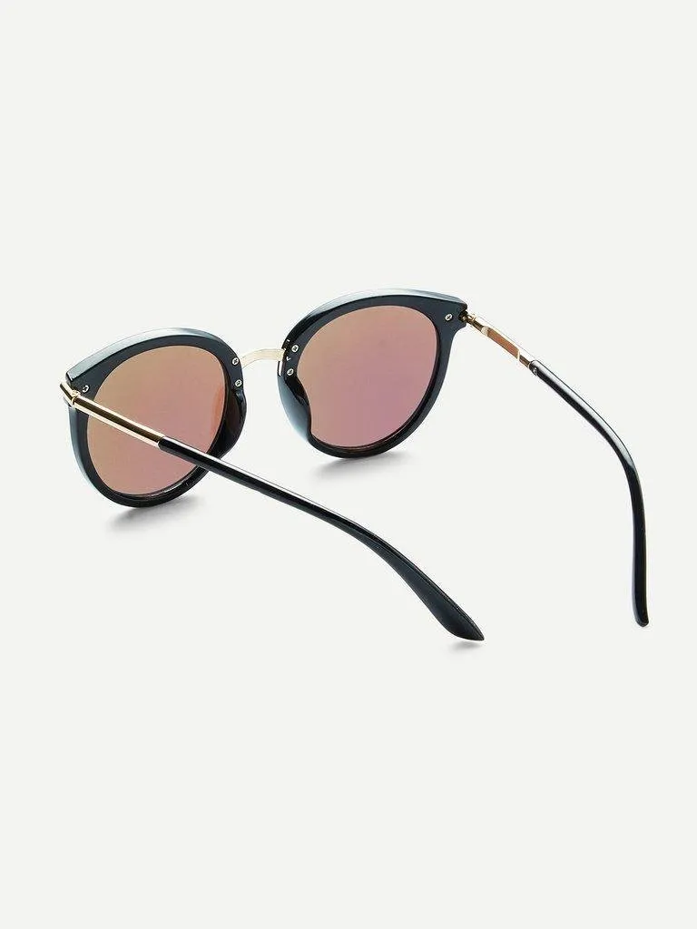 Two Tone Frame Flat Lens Sunglasses