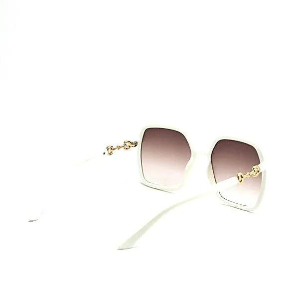 White Square Frame Tinted Sunglasses