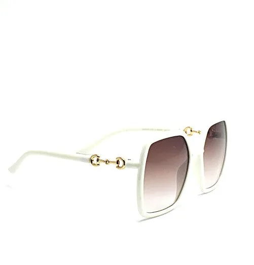 White Square Frame Tinted Sunglasses