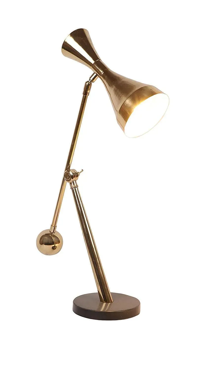 Wooden Twist Marbled Metal Madeline Study Table Lamp Modern Desk Lamp with Adjustable Light for Home Office, Bedroom, and Nightstand